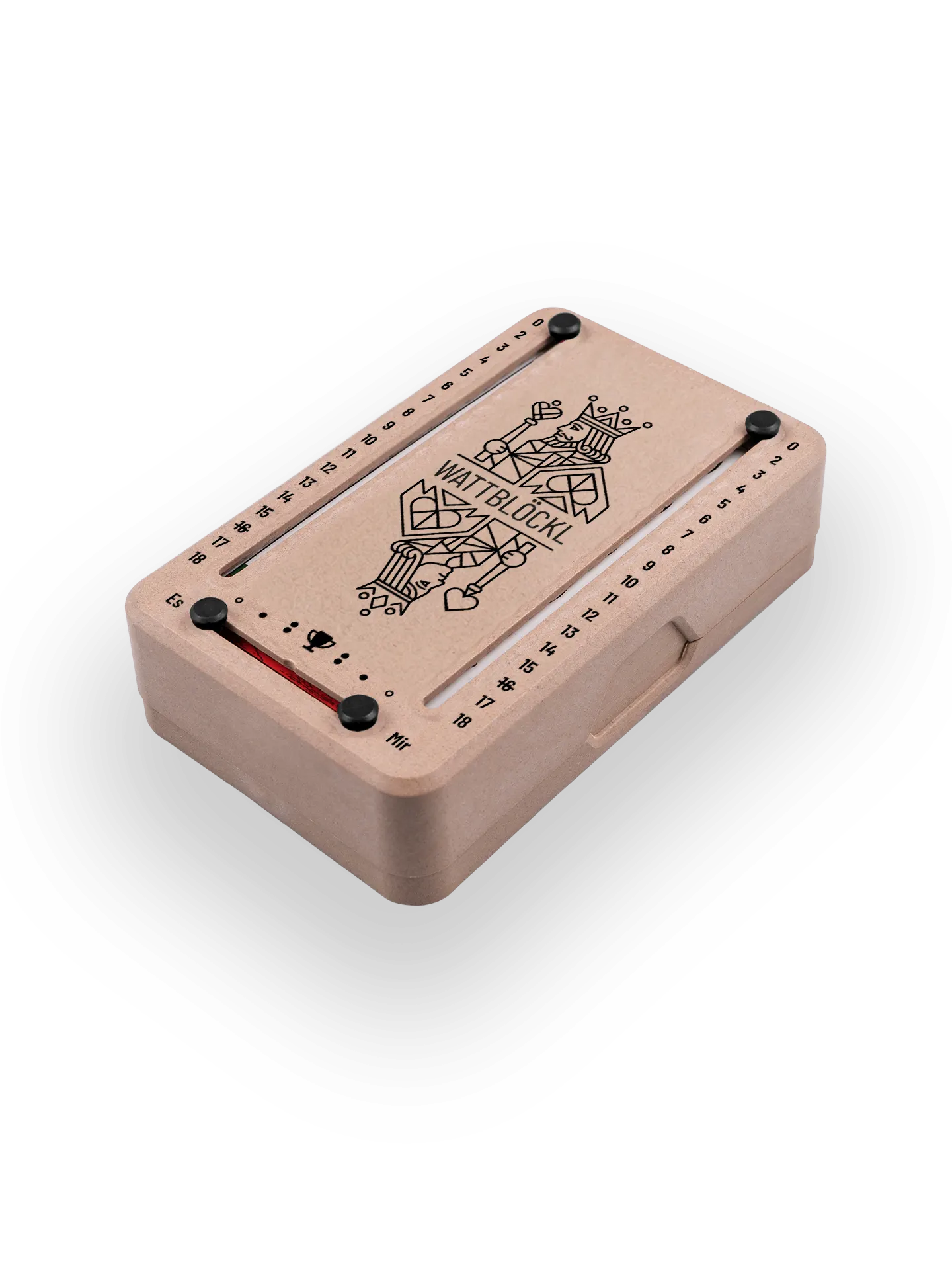 Wattblöckl (perspektivisch fotografiert) in Holzoptik mit Motiv KoenigKoenigin.