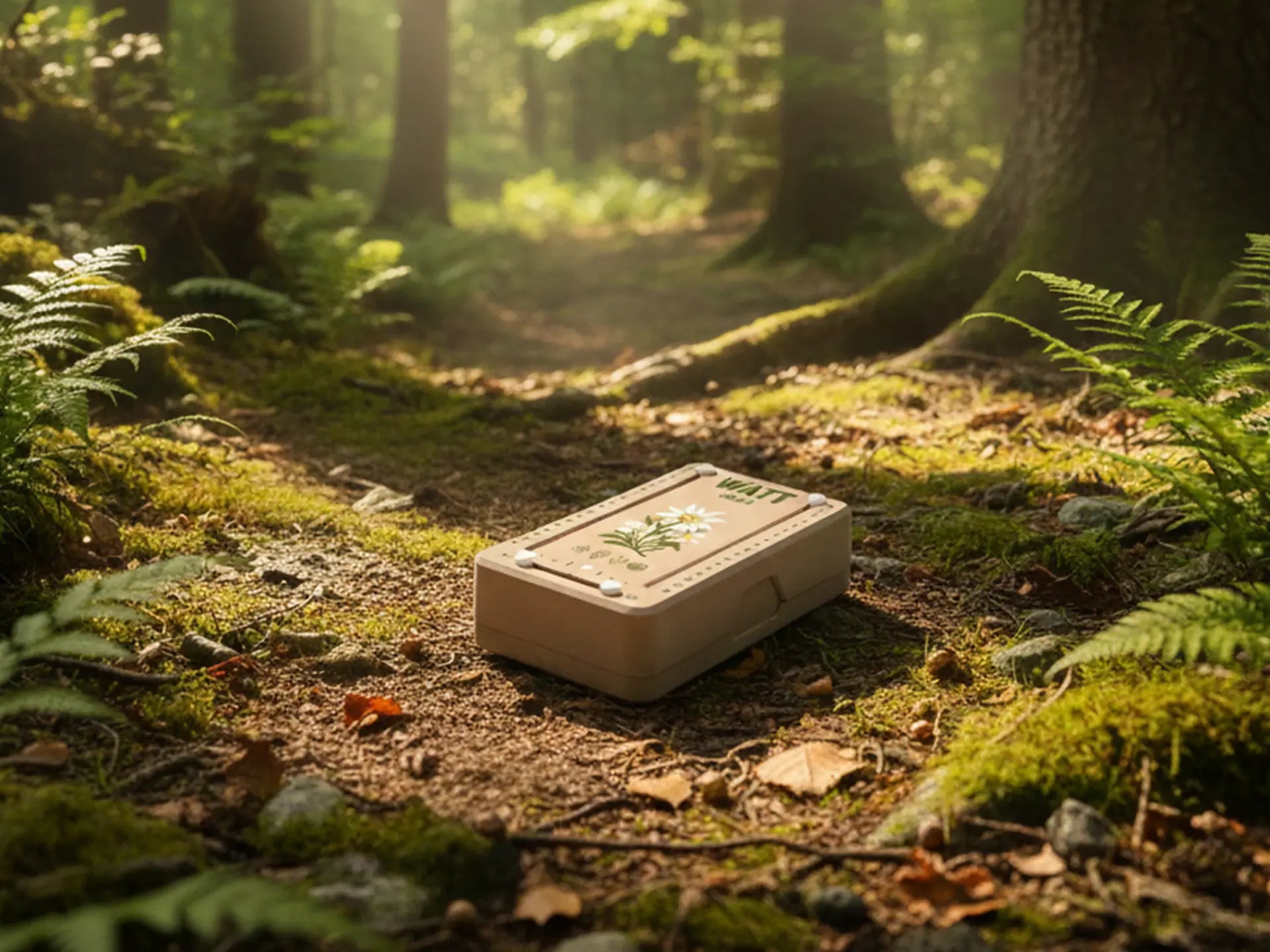 Nachhaltiges Wattblöckl aus 40 % Holzfaser und 60 % Recycling-PP.