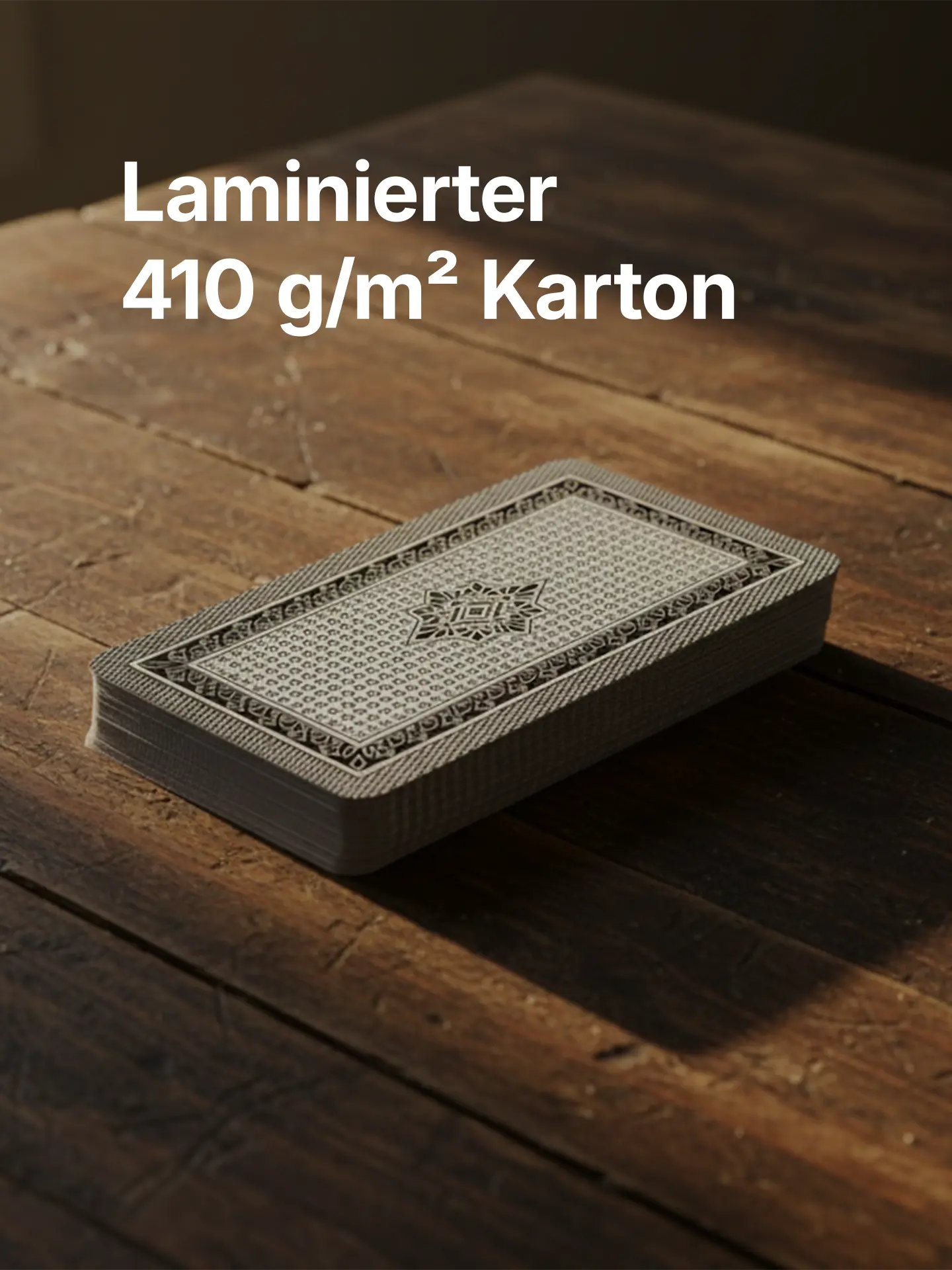 Laminierte Spielkarten aus stabilem 410 g/m² Karton.
