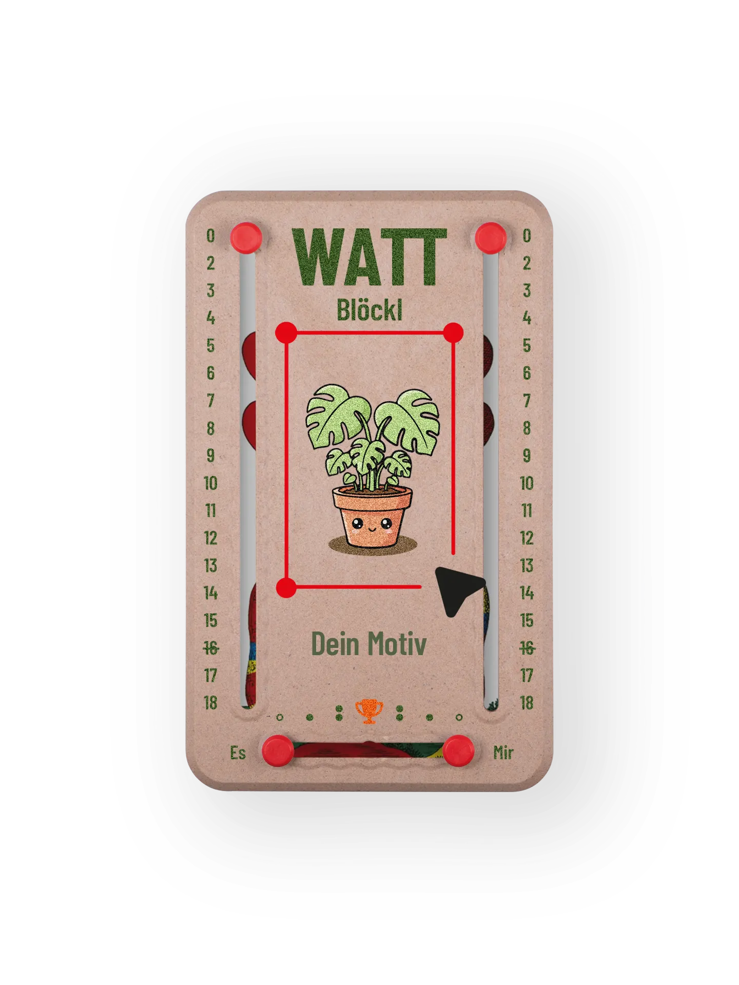 Erstelle dein personalisiertes Wattblöckl mit Stil, Symbol, Text und Bild nach Wahl.