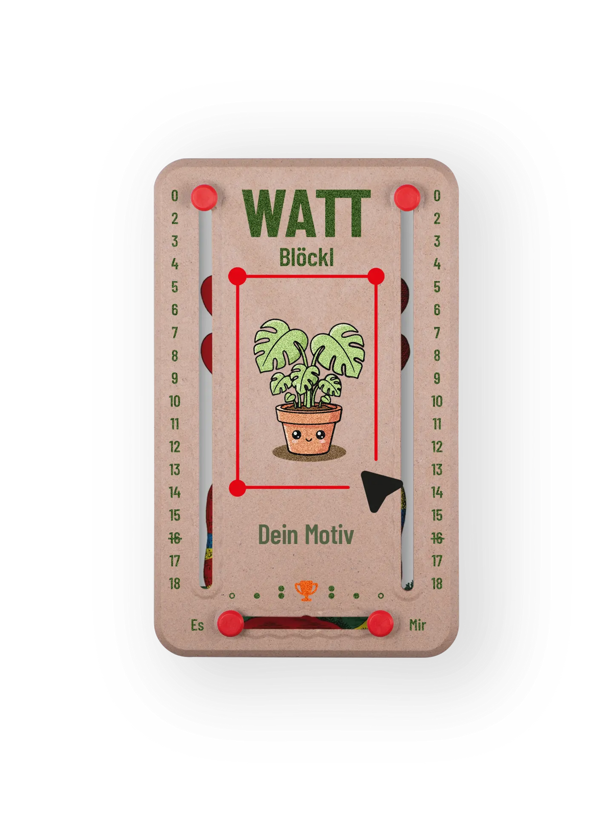 Erstelle dein personalisiertes Wattblöckl mit Stil, Symbol, Text und Bild nach Wahl.